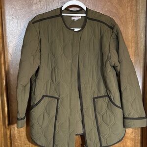 Knox Rose Olive Quilted Utility Jacket with Black Accents
